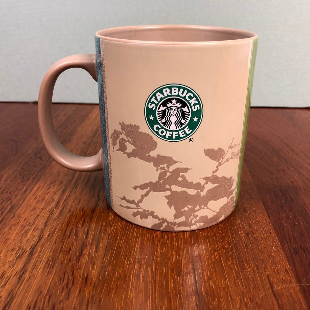 VTG Starbucks Origins Series Thanks To Manolo 18oz Mug Green Accent EUC